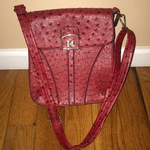 Ostrich Red Crossbody Purse